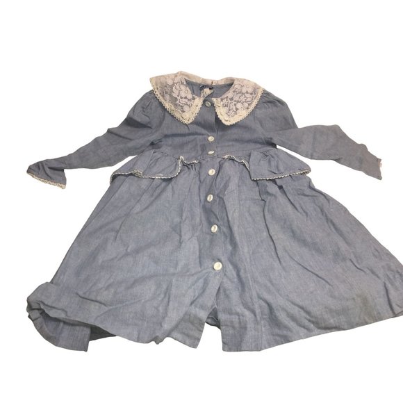 Vintage Polly Flinders Girls Size 6 Ruffled Collared Classic Girls Dress - Picture 1 of 5